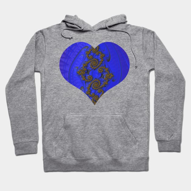 Fractal Romance and Love Heart Series Bronze Lace on Blue Hoodie by Artist4God